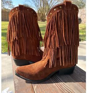 Smokey Mountain Wisteria Pink Double Fringe Boots Girls Size 4.5